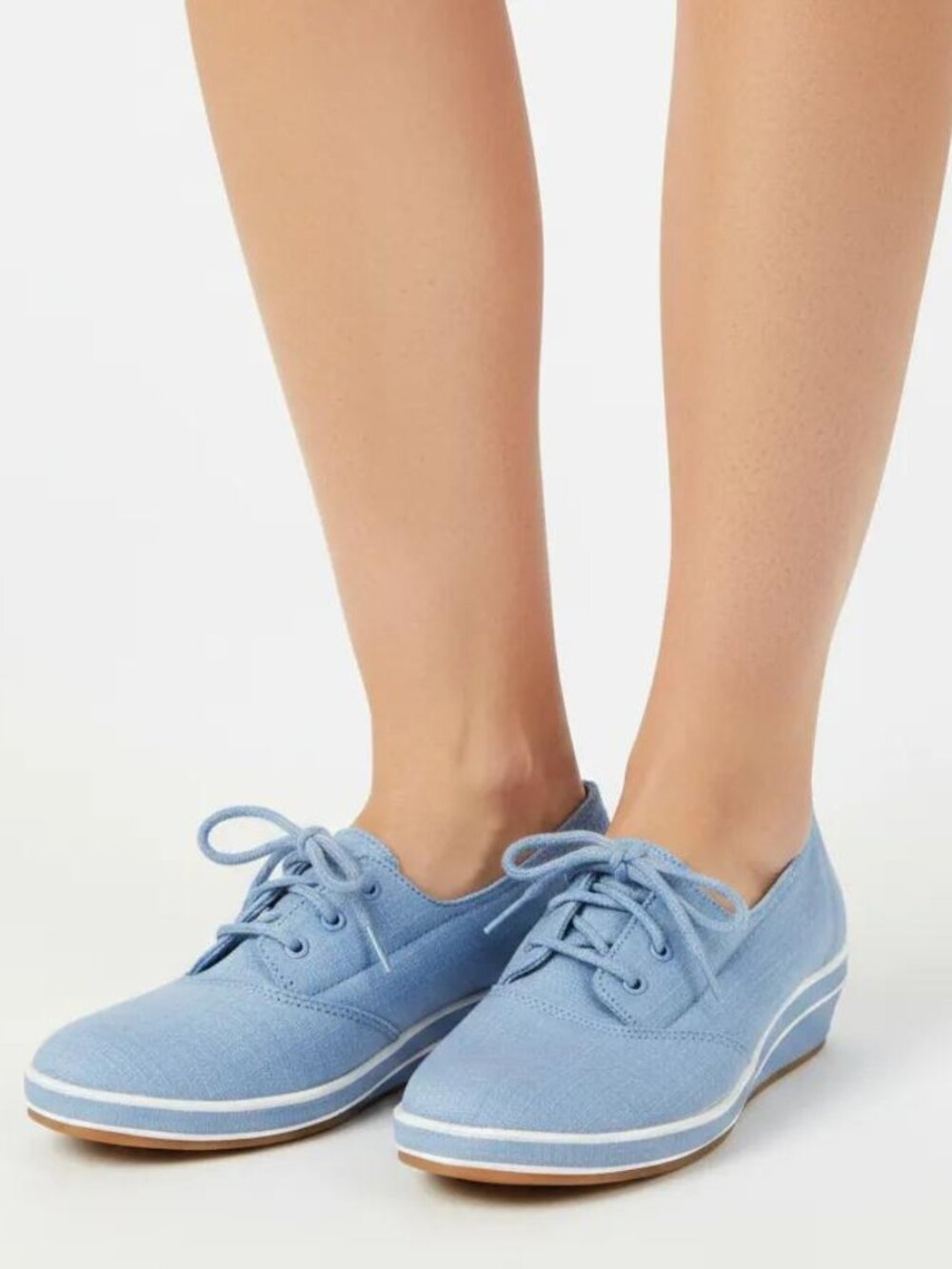 Grasshoppers Women's Chambray Blue Purefit Cushioned Comfort Wedge Shoe 10M NWOB